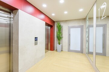 interior apartment public place, house entrance. doors, walls, staircase corridors