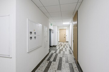 Russia, Moscow- May 27, 2020: interior apartment public place, house entrance. doors, walls,...