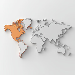 North America highlighted on a 3D world map.