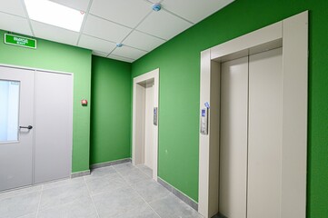 Russia, Moscow- May 27, 2020: interior apartment public place, house entrance. doors, walls, staircase corridors