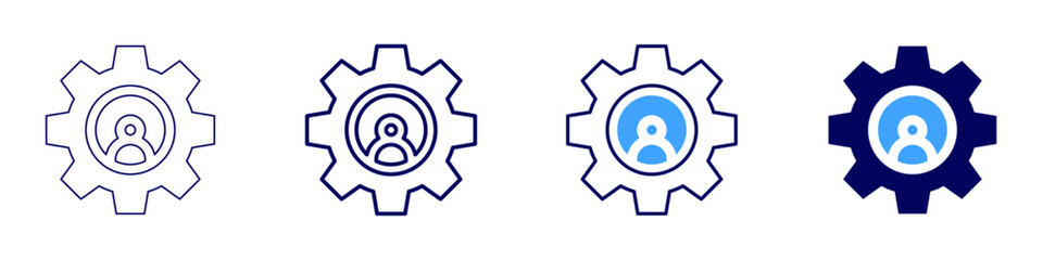 Employee management icon in 4 different styles. Thin Line, Line, Bold, and Bold Line. Duotone style. Editable stroke