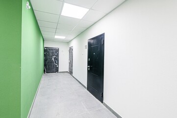 Russia, Moscow- May 27, 2020: interior apartment public place, house entrance. doors, walls, staircase corridors