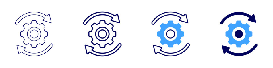 Exchange works icon in 4 different styles. Thin Line, Line, Bold, and Bold Line. Duotone style. Editable stroke