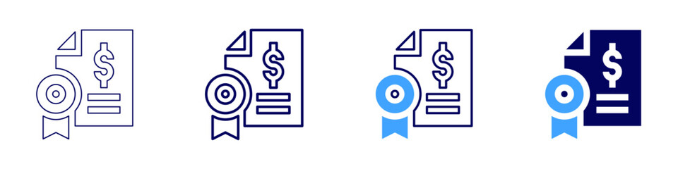 Loan money icon in 4 different styles. Thin Line, Line, Bold, and Bold Line. Duotone style. Editable stroke