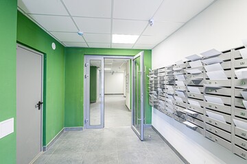 Russia, Moscow- May 27, 2020: interior apartment public place, house entrance. doors, walls, staircase corridors