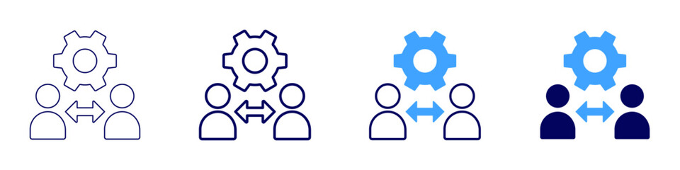 Team managements icon in 4 different styles. Thin Line, Line, Bold, and Bold Line. Duotone style. Editable stroke