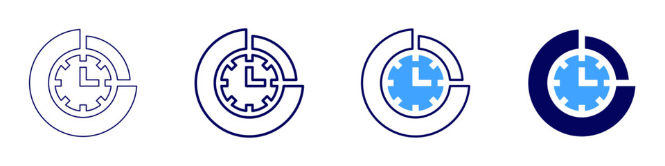Timing managements icon in 4 different styles. Thin Line, Line, Bold, and Bold Line. Duotone style. Editable stroke