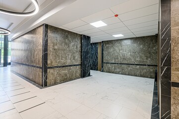 Russia, Moscow- May 27, 2020: interior apartment public place, house entrance. doors, walls, staircase corridors
