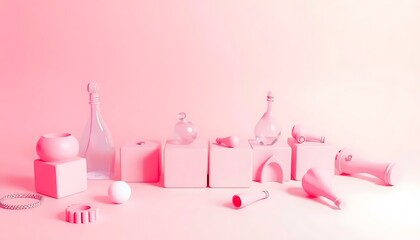Pink Sex Toys with Cubes on Pink Background