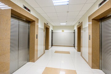 Russia, Moscow- May 27, 2020: interior apartment public place, house entrance. doors, walls, staircase corridors