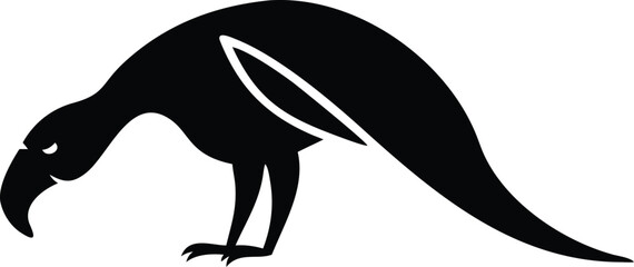 Obraz premium Ancient Egyptian symbol, stylized crow, black silhouette, minimalist design, hieroglyphic art, tribal motif, curved beak, simplified bird shape, bold graphic, cultural icon, contrasting black and whit