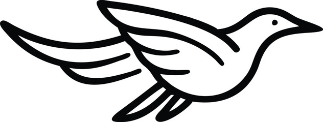 Ancient Egyptian symbol, stylized crow, black silhouette, minimalist design, hieroglyphic art, tribal motif, curved beak, simplified bird shape, bold graphic, cultural icon, contrasting black and whit