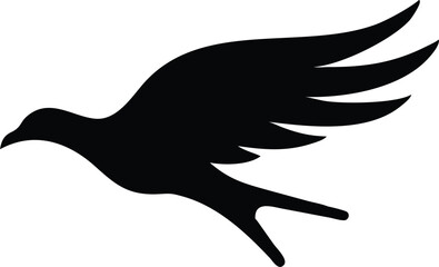 Ancient Egyptian symbol, stylized crow, black silhouette, minimalist design, hieroglyphic art, tribal motif, curved beak, simplified bird shape, bold graphic, cultural icon, contrasting black and whit