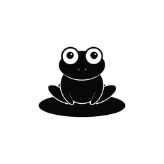 Simple and Cute Frog Silhouette vector.
