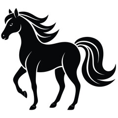 Minimalist Horse Icon with Elegant Lines and Bold Silhouette vector.