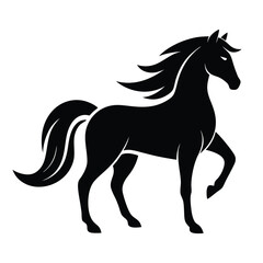 Minimalist Horse Icon with Elegant Lines and Bold Silhouette vector.