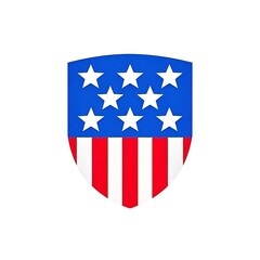 Patriotic American Shield with Star Pattern and Red-White Stripes  