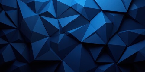 Fototapeta premium Symmetrical triangle patterns on a deep blue canvas create an illusion of depth and dimension with each geometric form intricately aligned