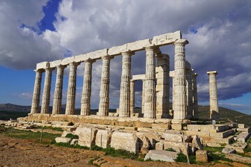 Ruins of the temple of Poseidon or Neptune, at cape Sounion, Attica, Greece