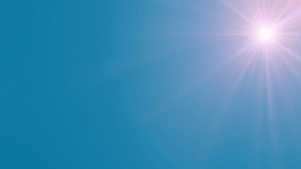Bright Sunburst on Clear Blue Sky - Summer Background