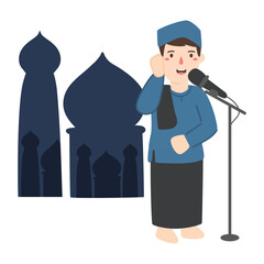 Muslim man doing the call to prayer