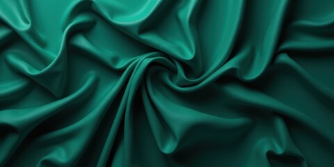 Obraz premium Teal-green fabric glimmers with a glossy sheen, its textured surface catching light in intricate patterns, inviting touch and sight