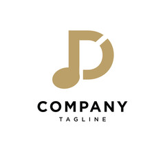 Letter D Music Note Logo Icon Vector