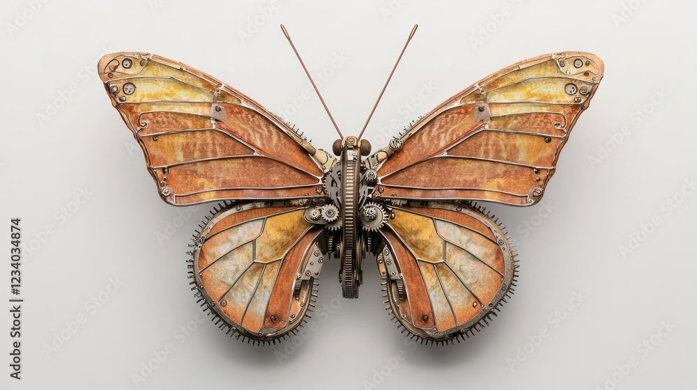 Poster a detailed, artistic depiction of a butterfly showcasing intricate patterns and vibrant colors, emph