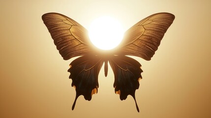 A silhouette of a butterfly against a glowing sunset, symbolizing transformation and beauty in nature.