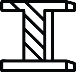 Stylized letter I, bold geometric design, black and white icon, diagonal stripes, architectural element, minimalist logo, structural symbol, modern typography, construction-inspired letterform, angula