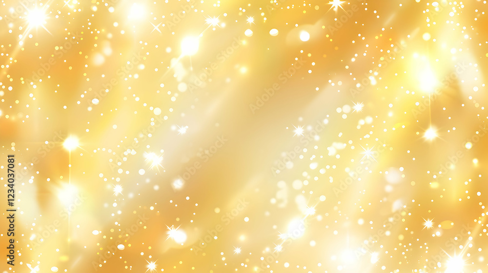 Poster a shimmering golden background with sparkling lights and soft gradients.