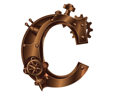 Letter c steampunk isolated