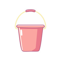 Pink bucket icon. Cartoon illustration of pink bucket vector icon for web design