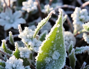 Frost-Covered Leaves: A Winter's Morning