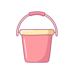 Pink bucket icon. Cartoon illustration of pink bucket vector icon for web design