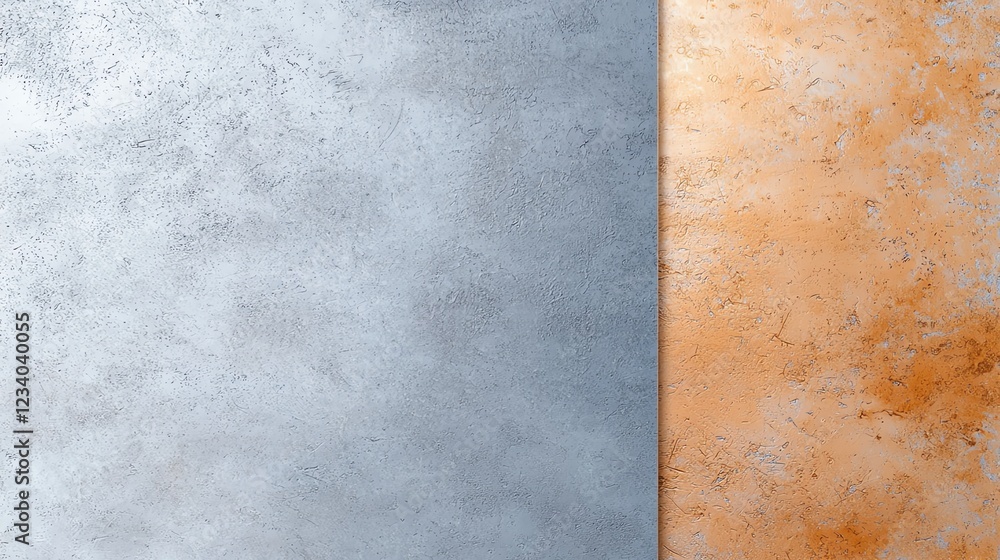 Aufkleber textured background featuring a contrast of smooth gray and rusty orange surfaces for creative desig