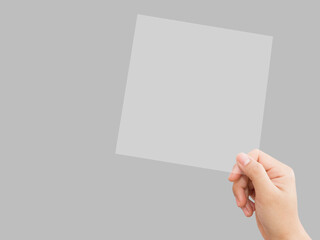 Hand holding Transparent card Mockup, Transparent flyer Mockup