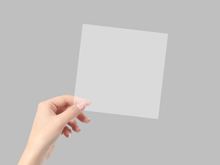 Hand holding Transparent card Mockup, Transparent flyer Mockup