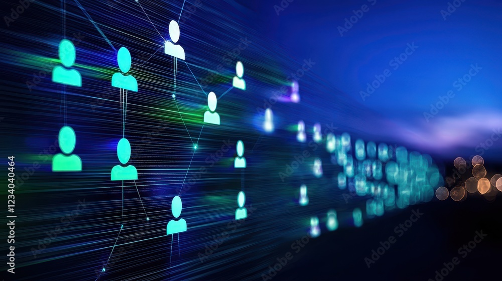 Poster network connection concept with digital user icons