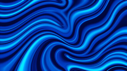 Blue wavy lines abstract background. Trendy psychedelic retro style backdrop. Waves, swirl and twirl pattern. Twisted distorted vector texture. Generative AI
