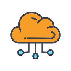 Orange and blue cloud technology sharing icon vector illustration