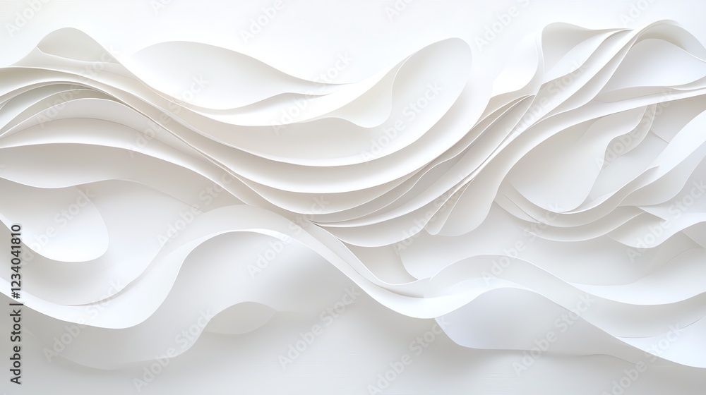 Poster abstract white paper waves creating a smooth texture on a clean background for design inspiration.