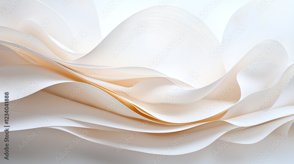 Poster abstract white wave pattern resembling smooth flowing fabric for creative and background design.