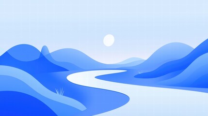 Fototapeta premium Serene river flow abstract blue waves and gentle gradients