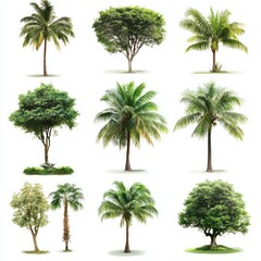 Fototapeta premium Set tree tropical isolated on white background