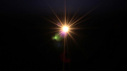 Obraz premium Bright Starburst Lens Flare on Black Background