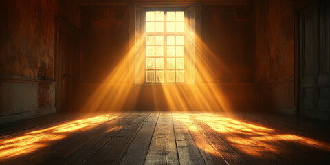 Sunlight streaming through a window, casting rays on the floor.