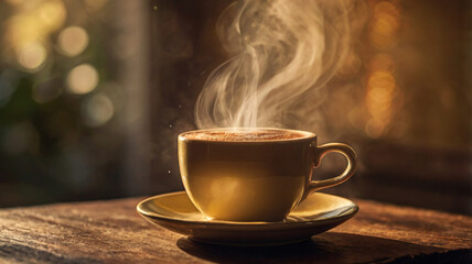 Coffee Steam in Golden Morning Light