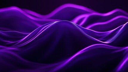 Obraz premium Dark purple background with softly glowing purple wave lines that create a sense of depth, with space for text at the top.