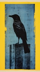 Fototapeta premium Crow animal yellow black.